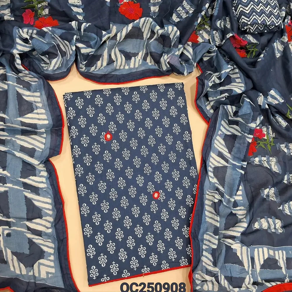 Blue soft cotton salwar material OC250908-Neidhal