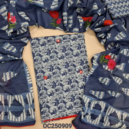 Blue soft cotton salwar material OC250909-Neidhal