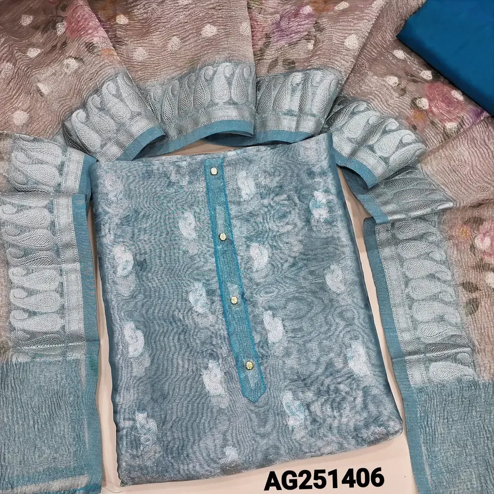 Blue tissue silk cotton salwar material ag251406-Neidhal