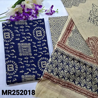 Blue warli printed cotton salwar material mr252018-Neidhal