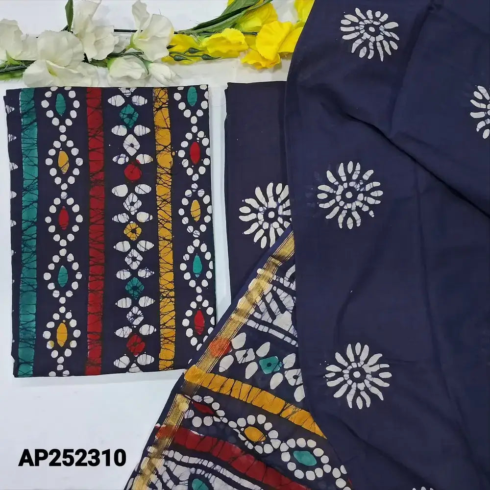 Blue wax batik cotton salwar material ap252310-Neidhal