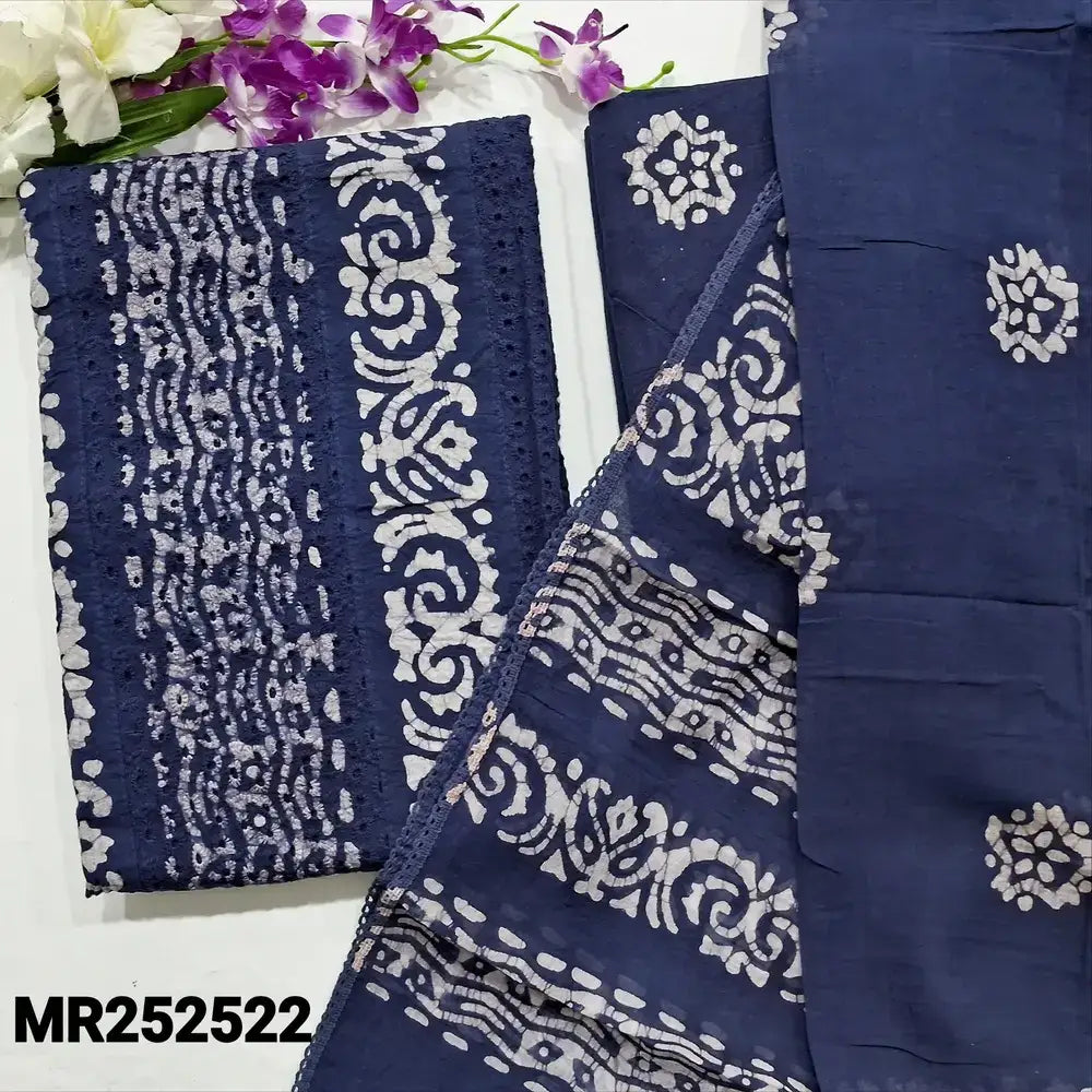 Blue wax batik cotton salwar material mr252522-Neidhal
