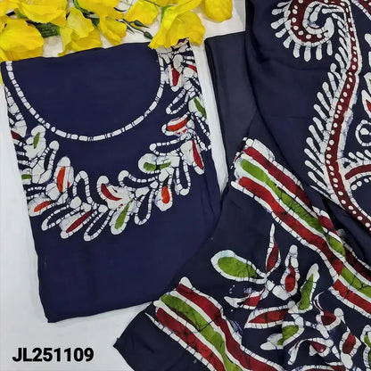 Blue wax batik dyed maslin silk salwar material jl251109-Neidhal