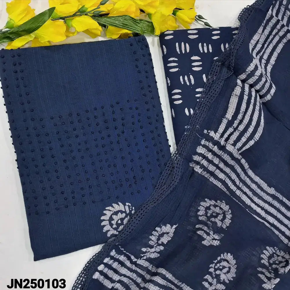 Blue wax batik jakard cotton salwar material jn250103-Neidhal