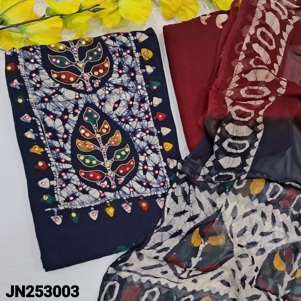 Blue wax batik modal cotton salwar material jn253003-Neidhal