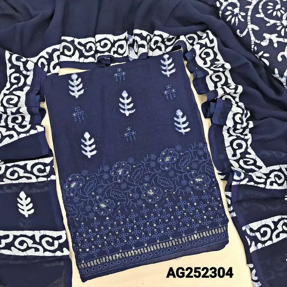 Blue wax batik pure crepe georgette salwar material ag252304 Neidhal