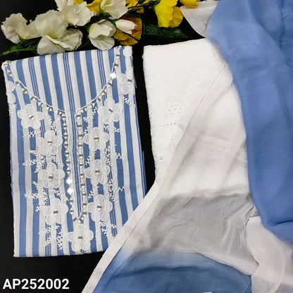 Blue white striped cotton salwar material ap252002-Neidhal
