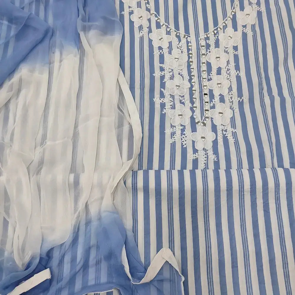 Blue white striped cotton salwar material ap252002-Neidhal