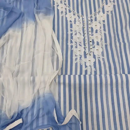 Blue white striped cotton salwar material ap252002-Neidhal