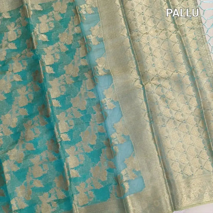 Blue with golden tint tissue organza saree ns221-Neidhal