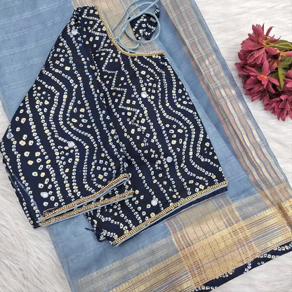 Blueish grey fancy organza saree ws1212-Neidhal