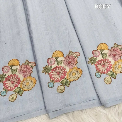 Bluish grey designer self embroidered semi gicha saree ns212-Neidhal