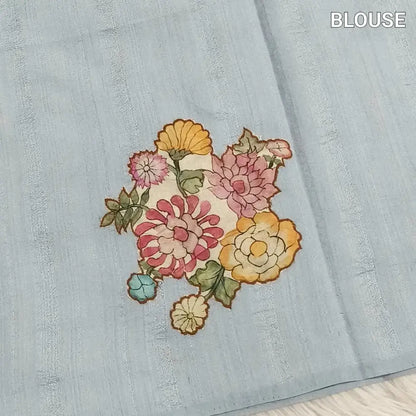 Bluish grey designer self embroidered semi gicha saree ns212-Neidhal