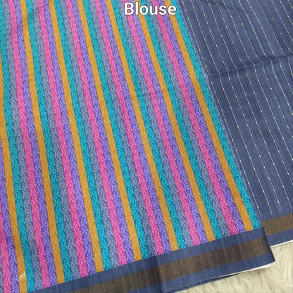 Bluish grey digital printed fancy chappa silk saree ns123-Neidhal