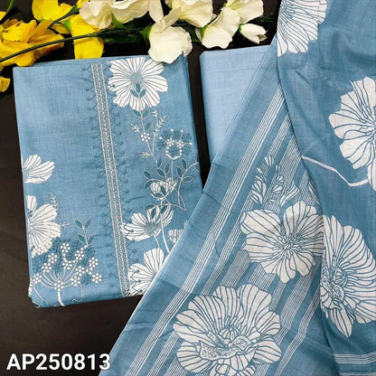 Bluish grey floral printed soft cotton salwar material ap250813-Neidhal