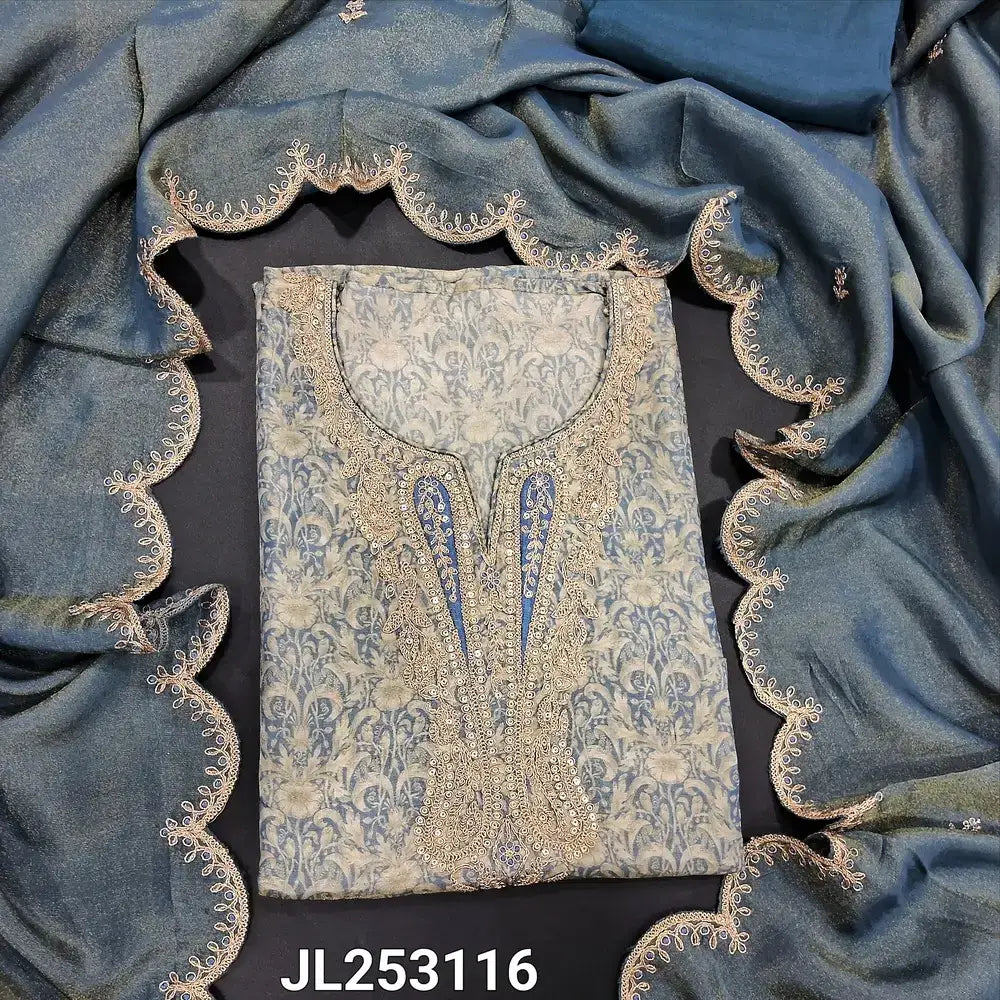 Bluish grey premium organza silk salwar material jl253116-Neidhal