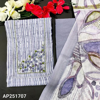 Bluish grey printed semi linen salwar material ap251707-Neidhal