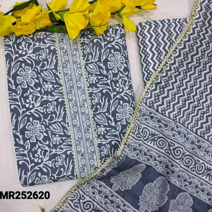Bluish grey printed soft cotton salwar material my252620-Neidhal