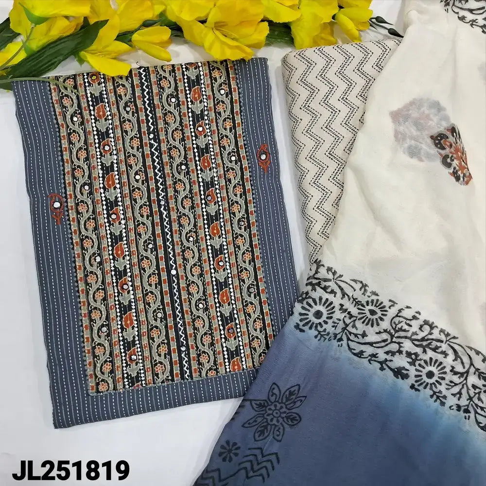 Bluish grey pure kantha cotton salwar material jl251819-Neidhal