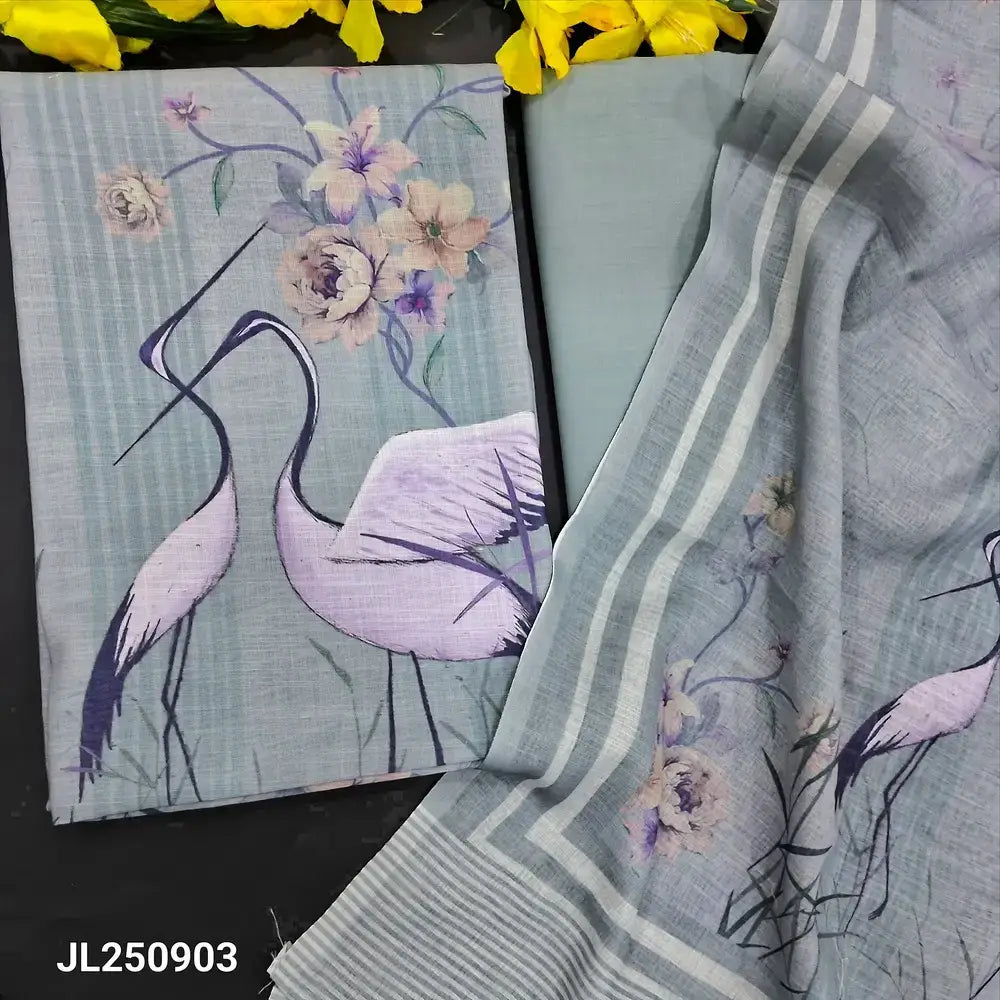 Bluish grey semi linen salwar material jl250903-Neidhal