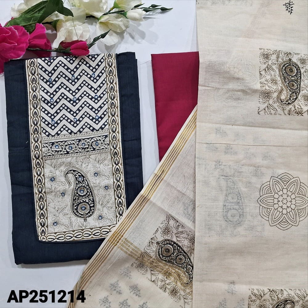 Bluish grey south handloom cotton salwar material ap251214-Neidhal