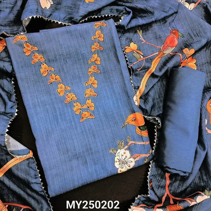 Bluish Grey Spun Silk Cotton Salwar Material MY250202 -Neidhal