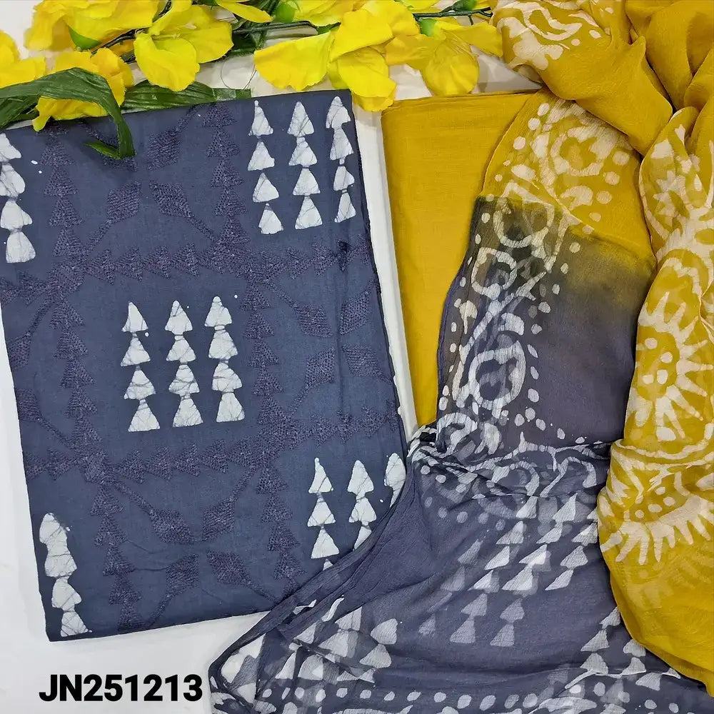 Bluish grey wax batik cotton salwar material jn251213-Neidhal