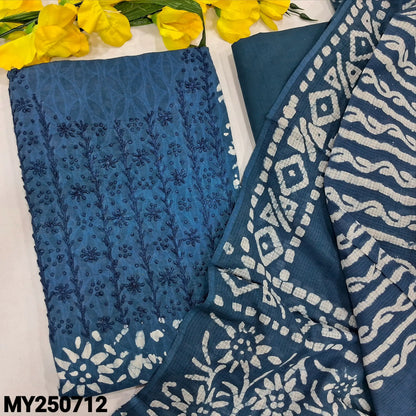 Bluish grey wax batik jakard cotton salwar material my250712-Neidhal