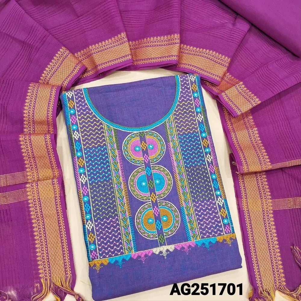 Bluish purple handloom cotton salwar material ag251701 Neidhal