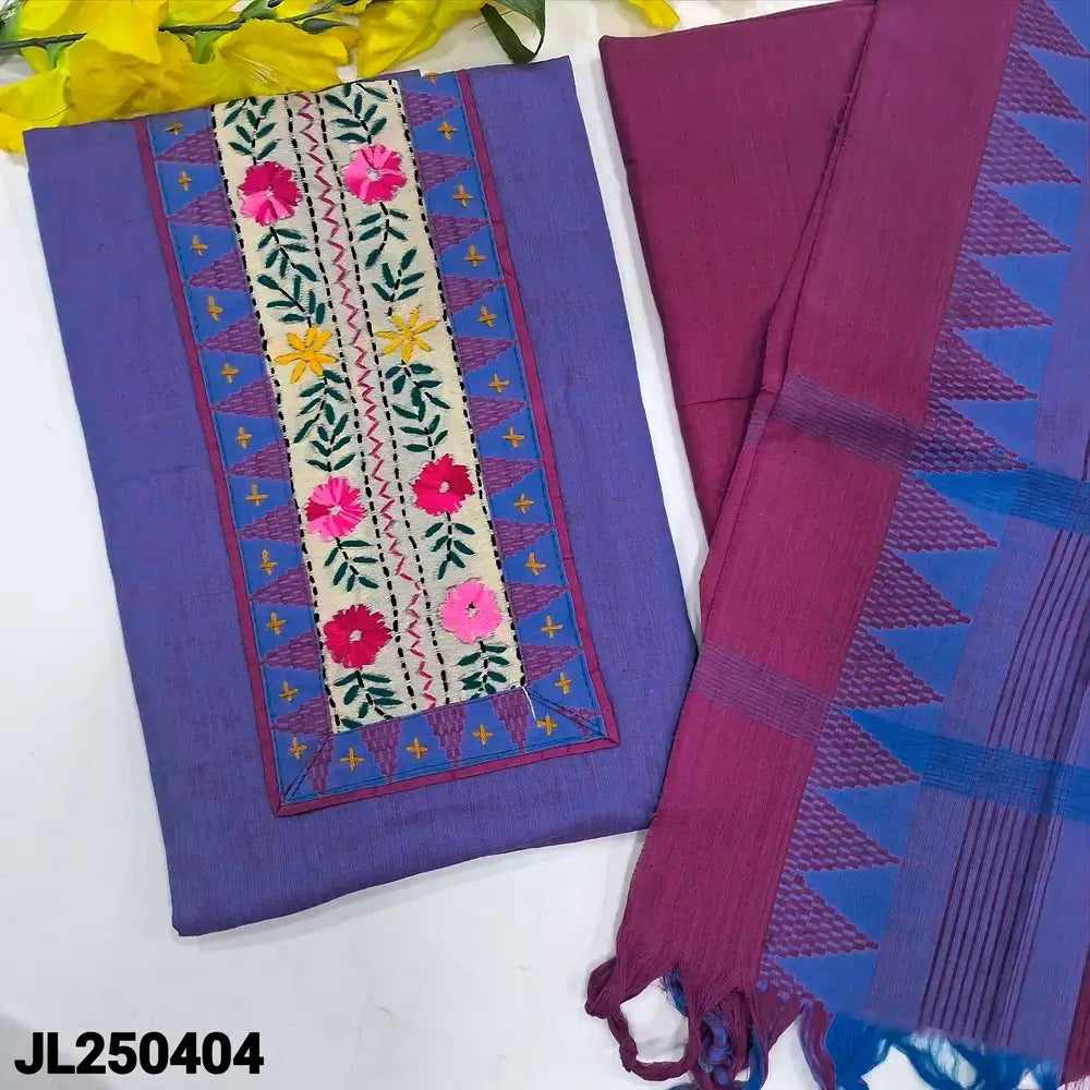 Bluish purple handloom cotton salwar material jl250404-Neidhal