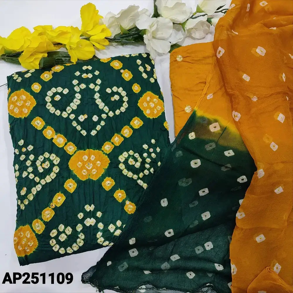 Bottle green bandhini cotton salwar material ap251109-Neidhal