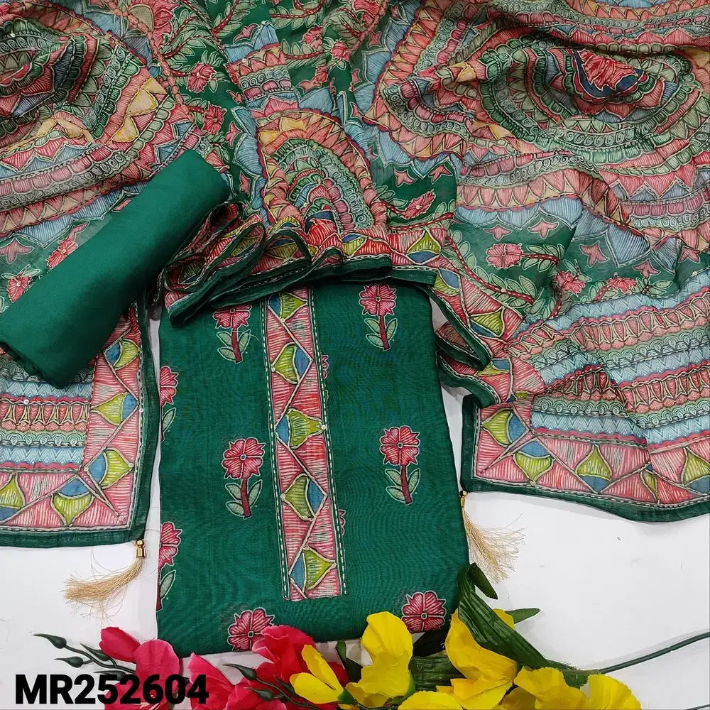 Bottle green digital floral printed silk cotton salwar material mr252604-Neidhal