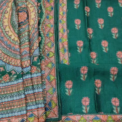 Bottle green digital floral printed silk cotton salwar material mr252604-Neidhal