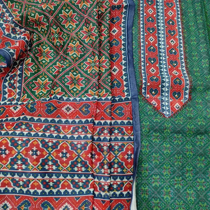 Bottle green digital printed silk cotton salwar material ap252902-Neidhal