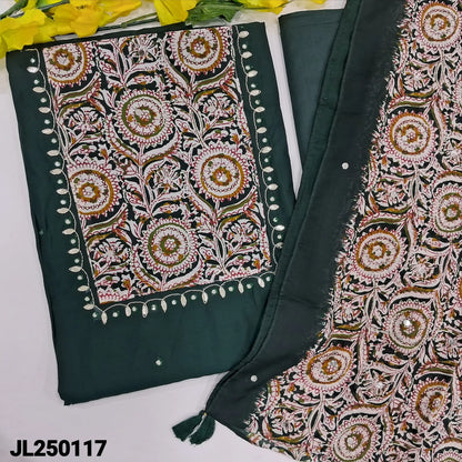 Bottle green fancy silk cotton salwar material jl250117-Neidhal