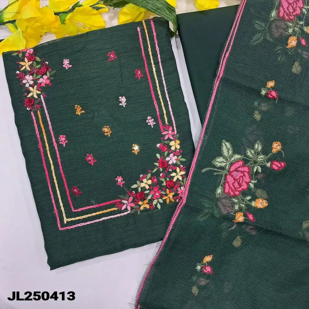 Bottle green fancy silk cotton salwar material jl250413-Neidhal