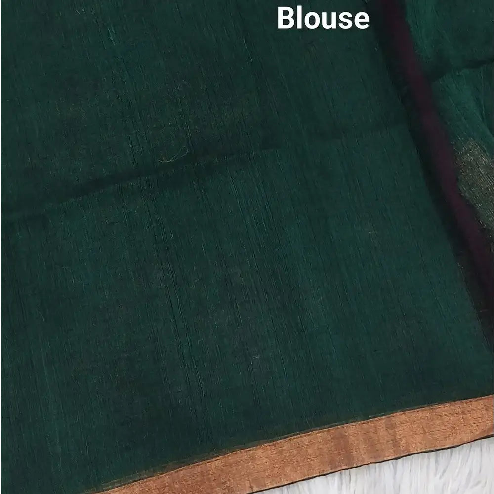 Bottle green linen saree ns111-Neidhal