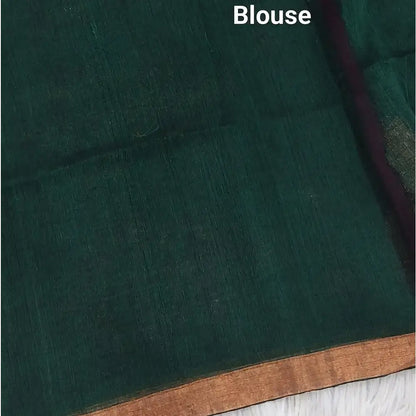Bottle green linen saree ns111-Neidhal