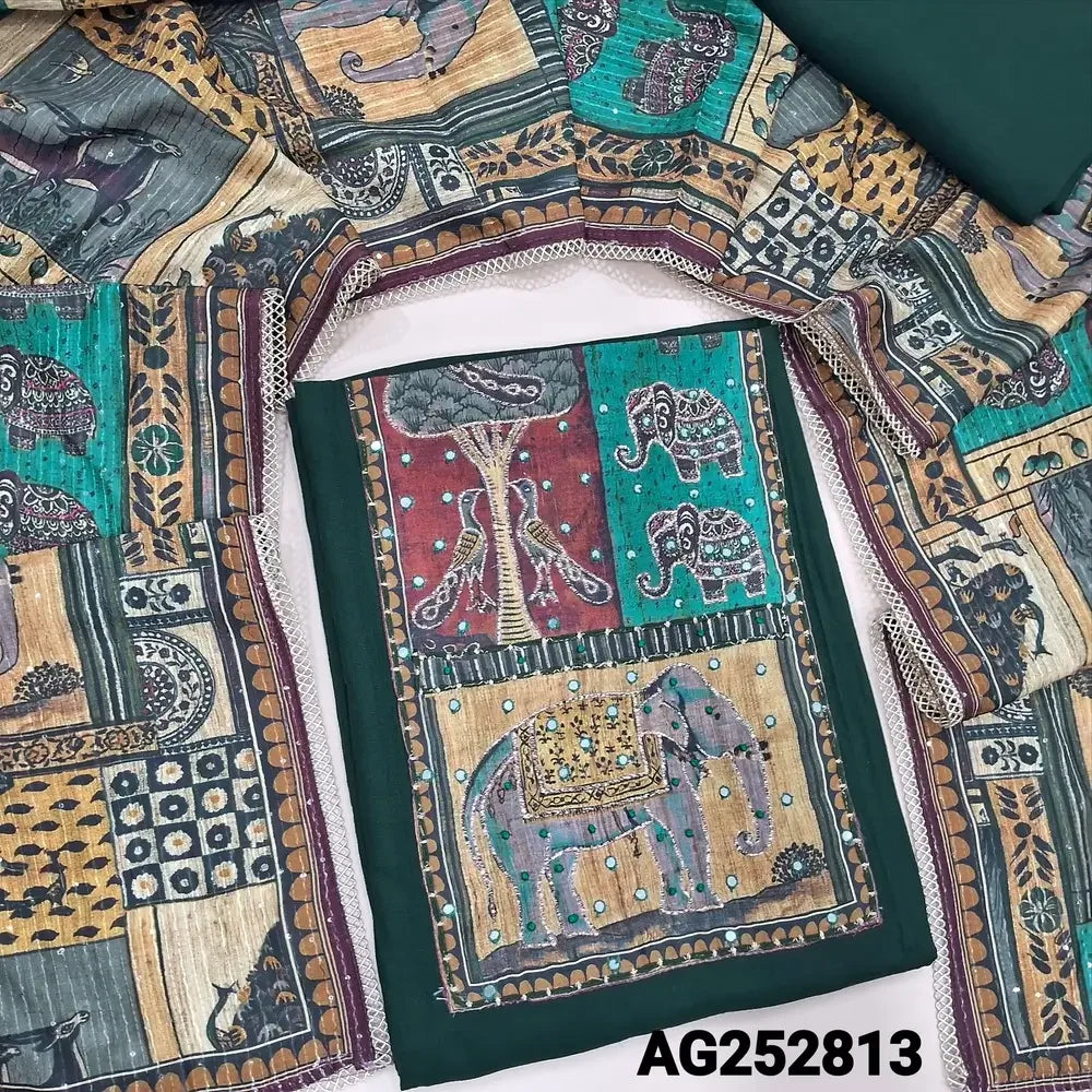 Bottle green liquid fabric salwar material ag252813 Neidhal