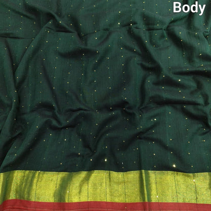 Bottle green pure mul cotton saree ns144-Neidhal