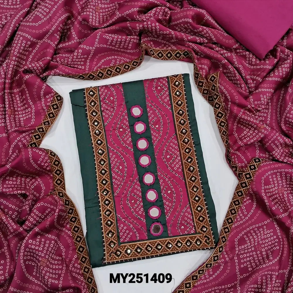 Bottle green satin cotton salwar material my251409-Neidhal