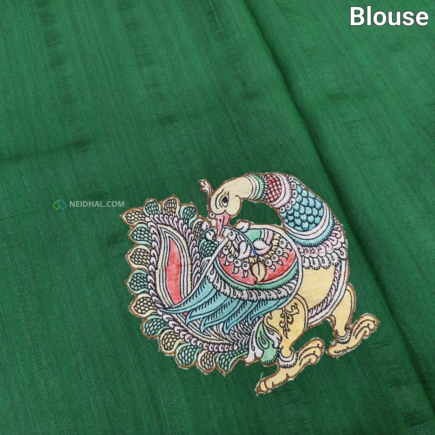 Bottle green semi jute silk saree ns33-Neidhal