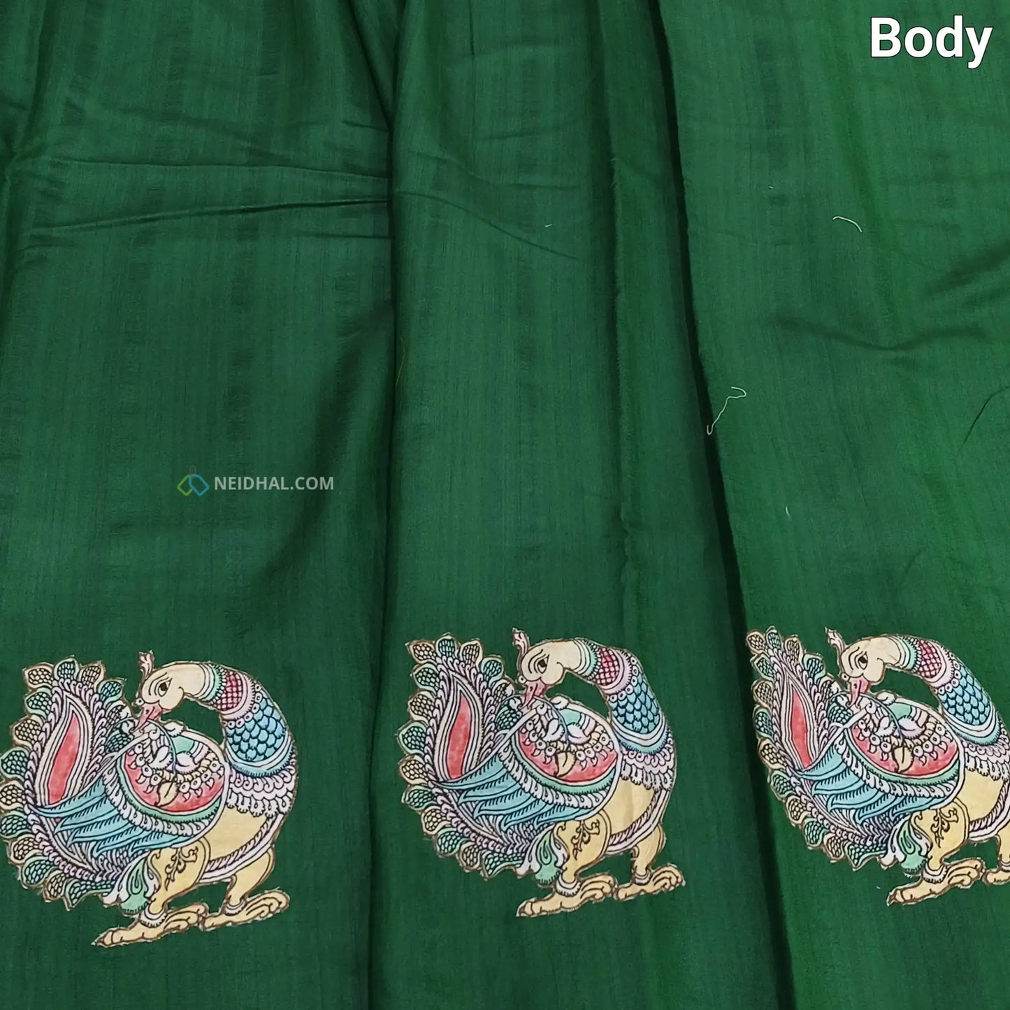 Bottle green semi jute silk saree ns33-Neidhal