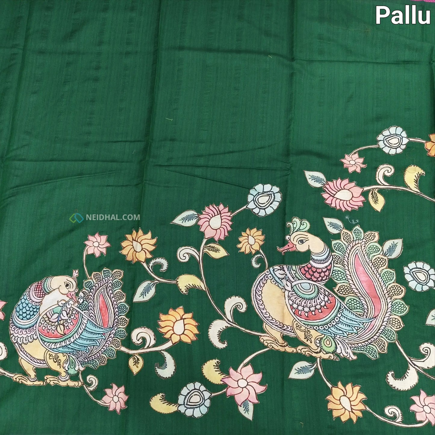 Bottle green semi jute silk saree ns33-Neidhal