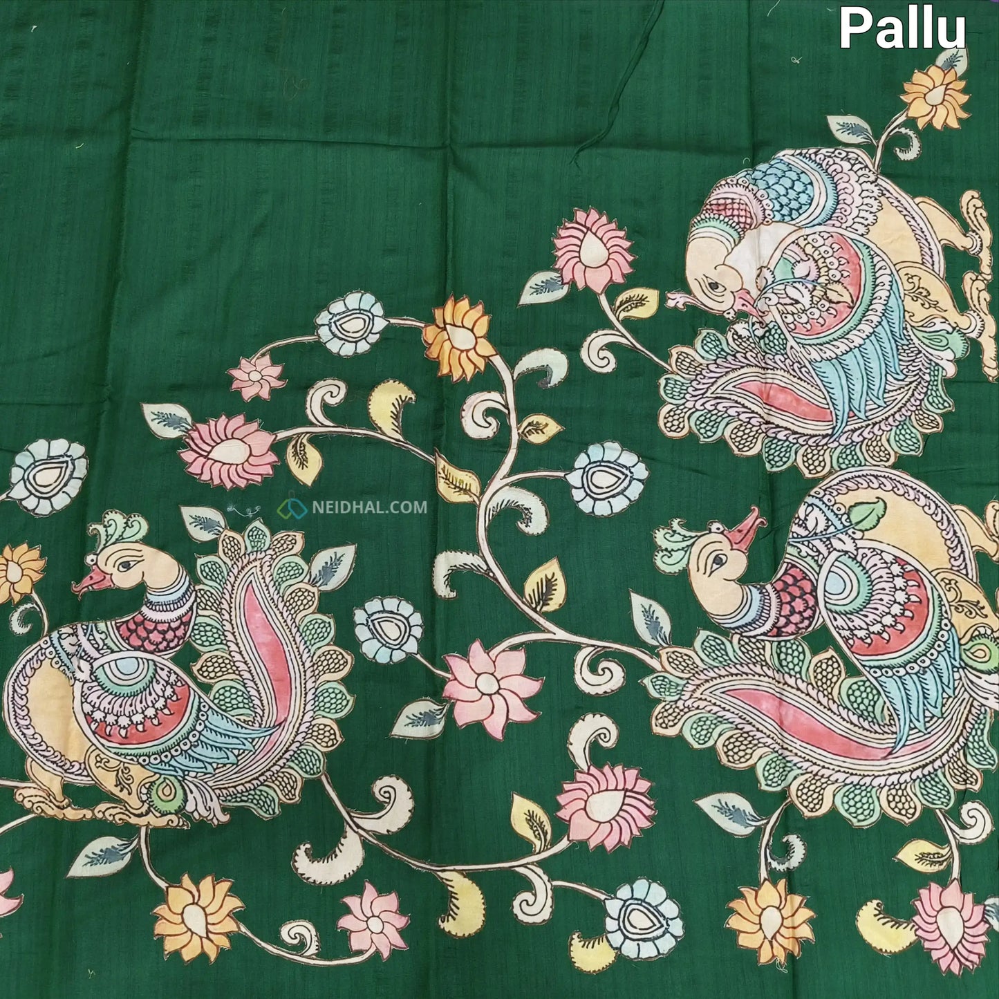 Bottle green semi jute silk saree ns33-Neidhal