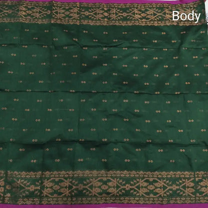 Bottle green silk cotton saree ns177-Neidhal