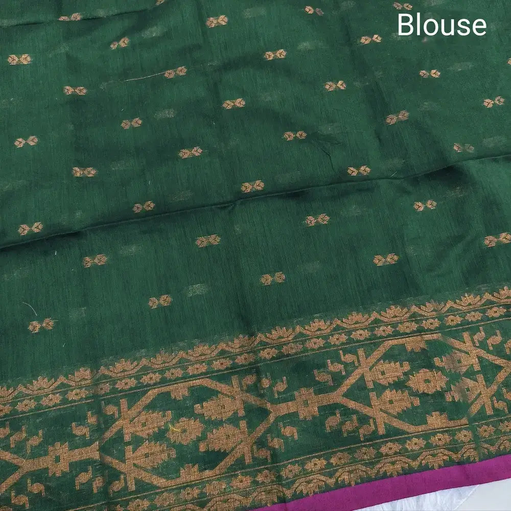 Bottle green silk cotton saree ns177-Neidhal