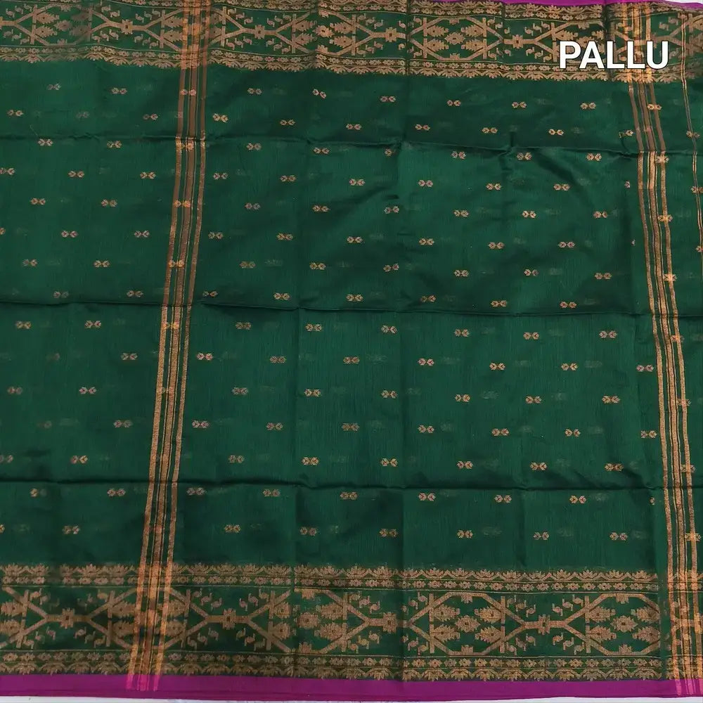 Bottle green silk cotton saree ns177-Neidhal