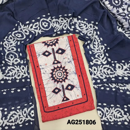 Brick red batik dyed soft cotton salwar material ag251806 Neidhal