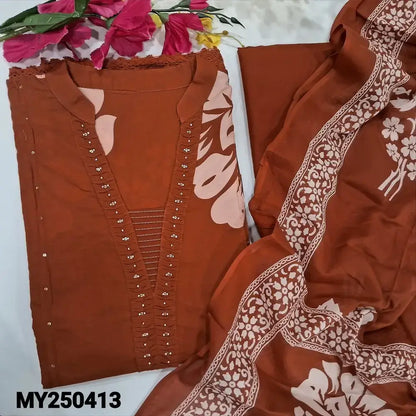 Brick red cotton salwar material my250413-Neidhal